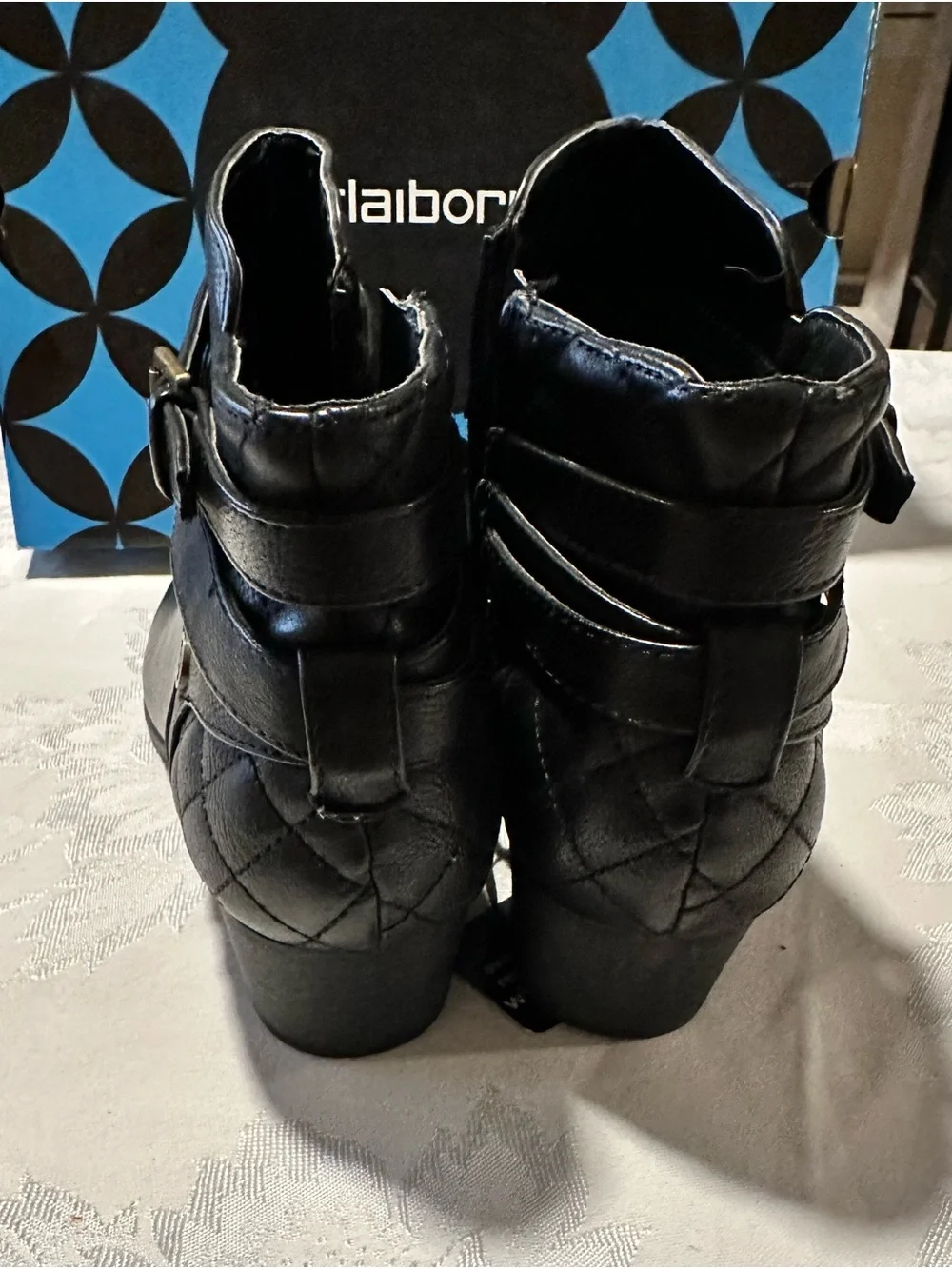 Liz Claiborne Black Quilted Buckle Ankle Boots